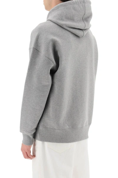 Shop Ami Alexandre Mattiussi Ami Paris Hoodie With Lettering Embroidery In Grey