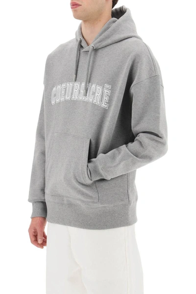 Shop Ami Alexandre Mattiussi Ami Paris Hoodie With Lettering Embroidery In Grey