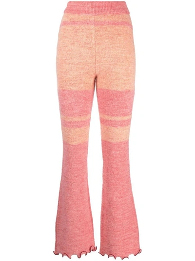 Shop Andersson Bell Knitted Trousers With Stripe Print In Pink