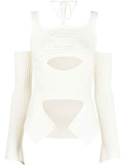 Shop Andrea Adamo Andreādamo Knit Ribbed Top In White