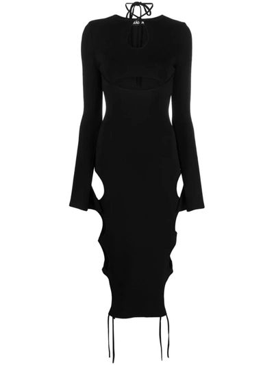 Shop Andrea Adamo Andreādamo Midi Dress With Cut-out In Black