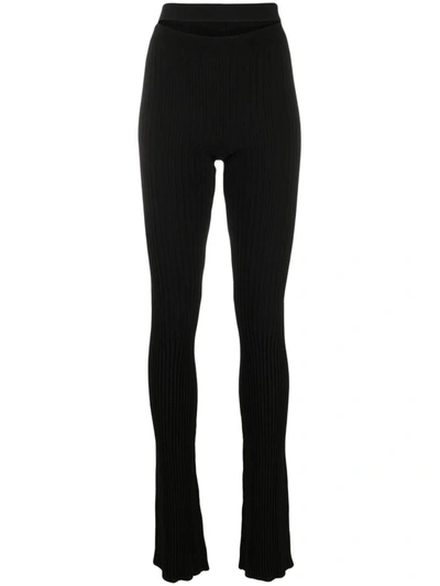 Shop Andrea Adamo Andreādamo Ribbed Knitted Trousers In Black