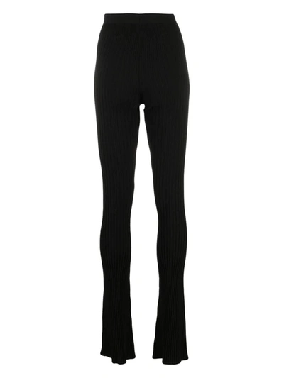 Shop Andrea Adamo Andreādamo Ribbed Knitted Trousers In Black