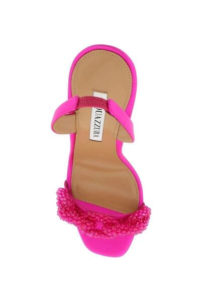 Shop Aquazzura 'chain Of Love' Sandals In Fuchsia
