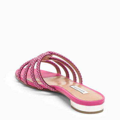 Shop Aquazzura Orchid Moondust Color Flat Sandal In Pink