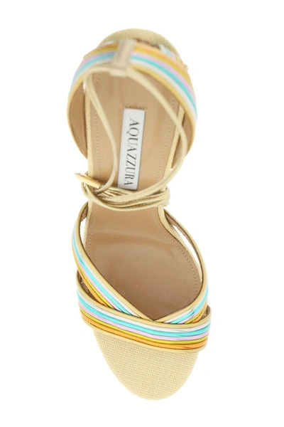 Shop Aquazzura Raffia &amp; Leather Sandals In Multicolor
