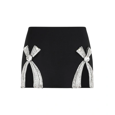 Shop Area Deco Bow Slit Mini Skirt In Black