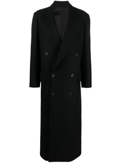 Shop Armarium Wool And Cashmere Blend Double-breasted Coat In Black
