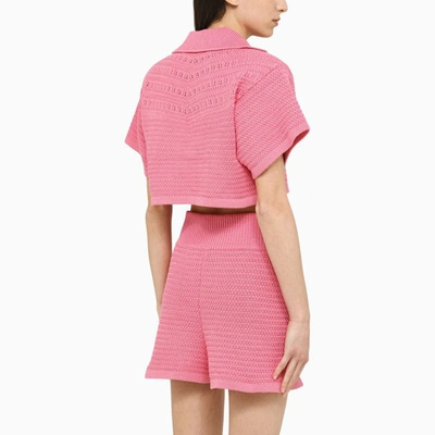 Shop Art Essay Knitted Polo Shirt In Pink