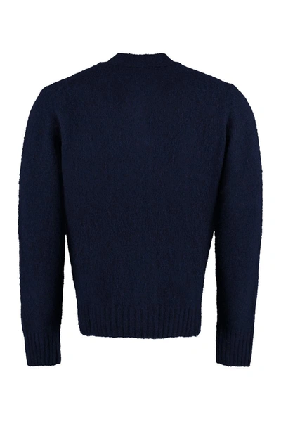 Shop Aspesi Wool Cardigan In Blue