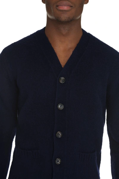 Shop Aspesi Wool Cardigan In Blue