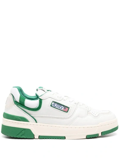 Shop Autry Clc Sneakers In White And Leather In Green