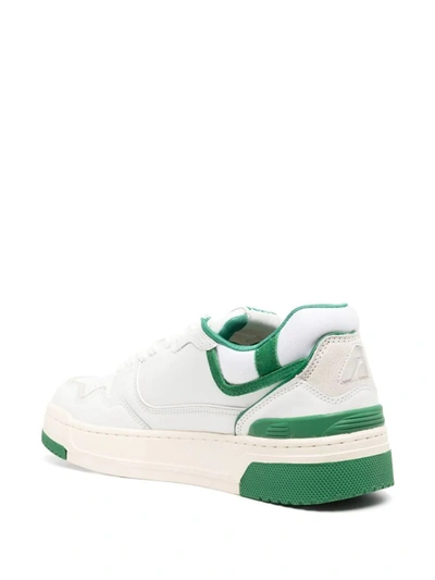 Shop Autry Clc Sneakers In White And Leather In Green
