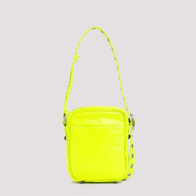 Shop Balenciaga Leather Le Cagole Bag In Yellow &amp; Orange
