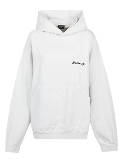 Shop Balenciaga Bb Corp Cotton Hoodie In White