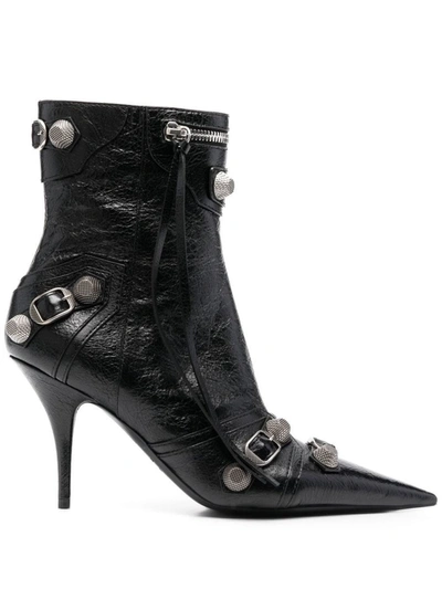 Shop Balenciaga Le Cagole Leather Boots In Black