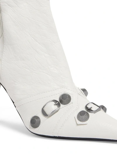 Shop Balenciaga Le Cagole Leather Boots In White