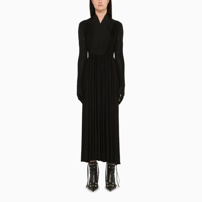 Shop Balenciaga Pleated Asymmetric Dress In Black