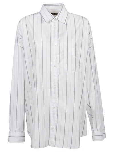 Shop Balenciaga Striped Cotton Shirt In White