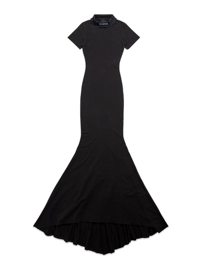 Shop Balenciaga Women's T-shirt Maxi Dress In Black Délavé Clothing