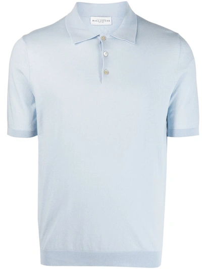 Shop Ballantyne Cotton Polo Shirt In Clear Blue