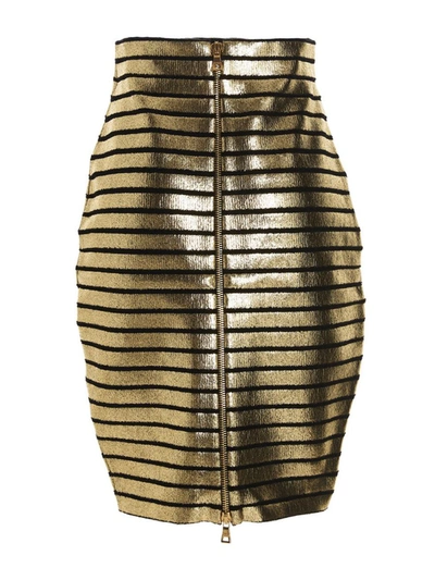 Shop Balmain 'golden Stripe' Skirt In Multicolor