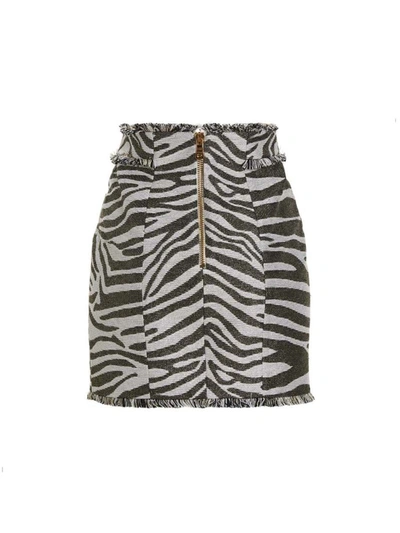 Balmain Hw Butonned Lurex Zebra Short Skirt In Multicolor