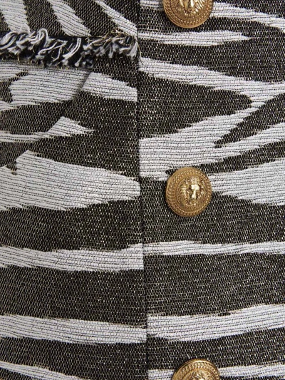 Balmain Hw Butonned Lurex Zebra Short Skirt In Multicolor