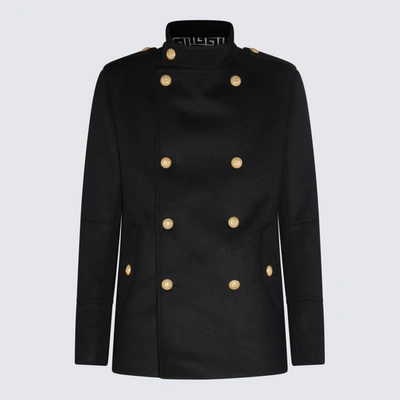 Shop Balmain Black Wool Coat