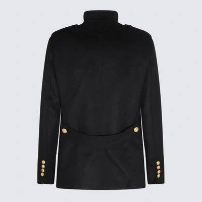 Shop Balmain Black Wool Coat