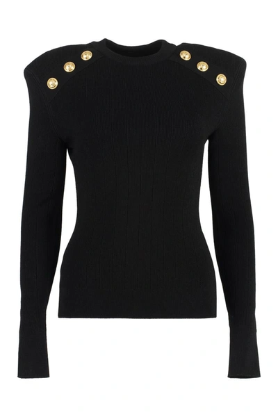 Shop Balmain Fine-knit Sweater In Black