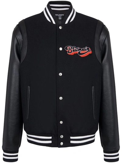 Shop Balmain Jacket With Logo In Black