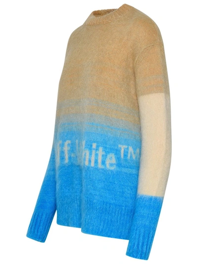 Shop Off-white Beige And Azure Mohair Blend Sweater In Blue