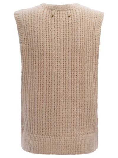 Shop Golden Goose Beige Crochet Sleeveless Top In Cotton Blend Woman In White
