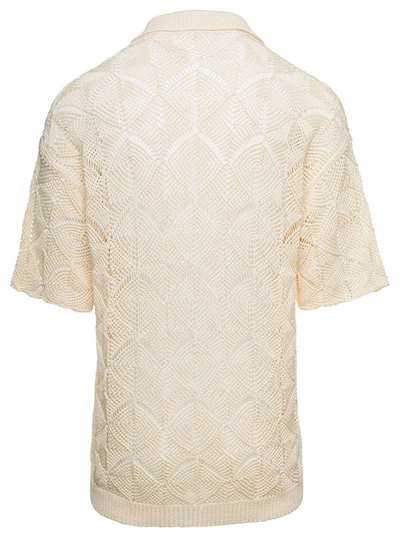 Shop Bonsai Beige Short Sleeved Knit Shirt In Cotton Man