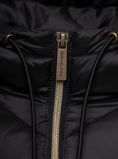 Shop Michael Michael Kors Binding Black Nylon Long Down Jacket M Michael Kors Woman