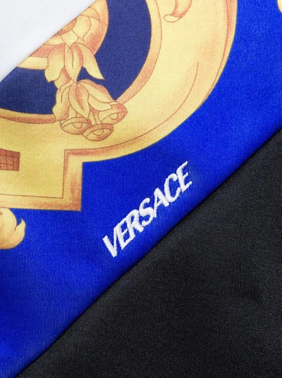 Shop Versace Black Barocco Print Zipped Sweatshirt In Cotton Blend Man