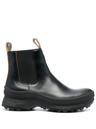 Shop Jil Sander Black Chelsea Boots In Cow Leather Man