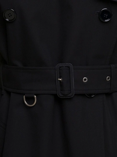 Shop Burberry Black Double-breasted Trench Coat With Belt In Cotton Woman