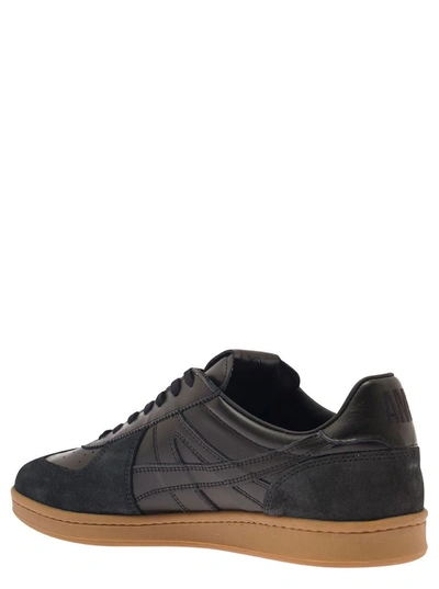 Shop Ami Alexandre Mattiussi Black Low-top Sneakers With Suede Inserts And Contrasting Sole In Leather Man