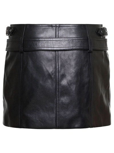 Shop Versace Black Miniskirt With Belt And Medusa Buckle In Calf Woman