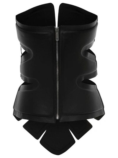 Shop Dion Lee Black Padded Leaf Corset In Calf Leather Woman