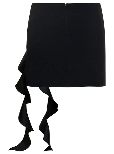 Shop David Koma Black Ruffled Miniskirt In Acetate Blend Woman