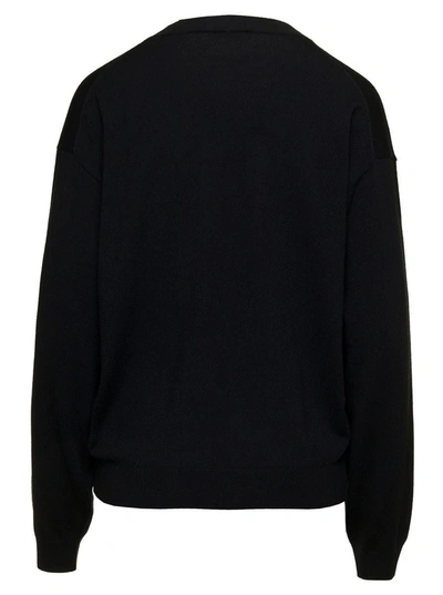 Shop Kenzo Black Sweater With Logo Patch In Wool Woman