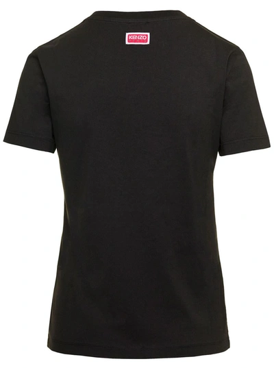 Shop Kenzo Black T-shirt With Tiger Logo Print In Cotton Woman