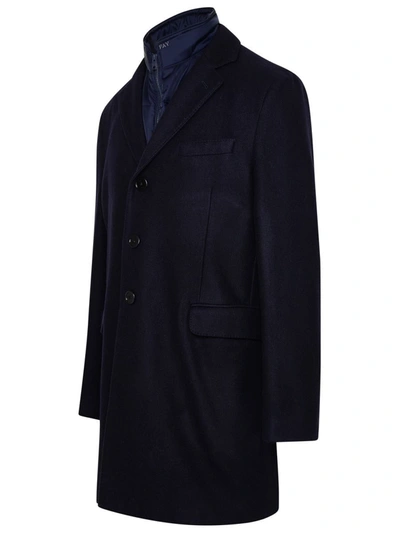 Shop Fay Blue Wool Blend Coat
