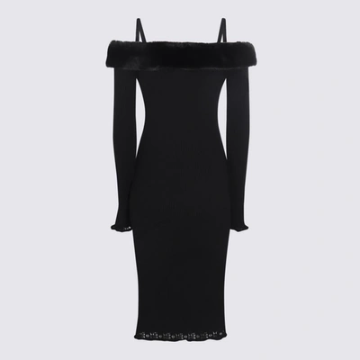 Shop Blumarine Black Viscose Stretch Off Shoulder Dress