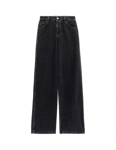 Shop Blumarine Boyfriend Jeans With Rhinestones In Black