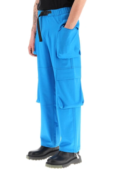 Shop Bonsai Stretch Wool Cargo Pants In Blue