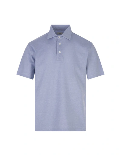 Shop Borrelli Classic Polo Shirt In Light Cotton Pique In Blue